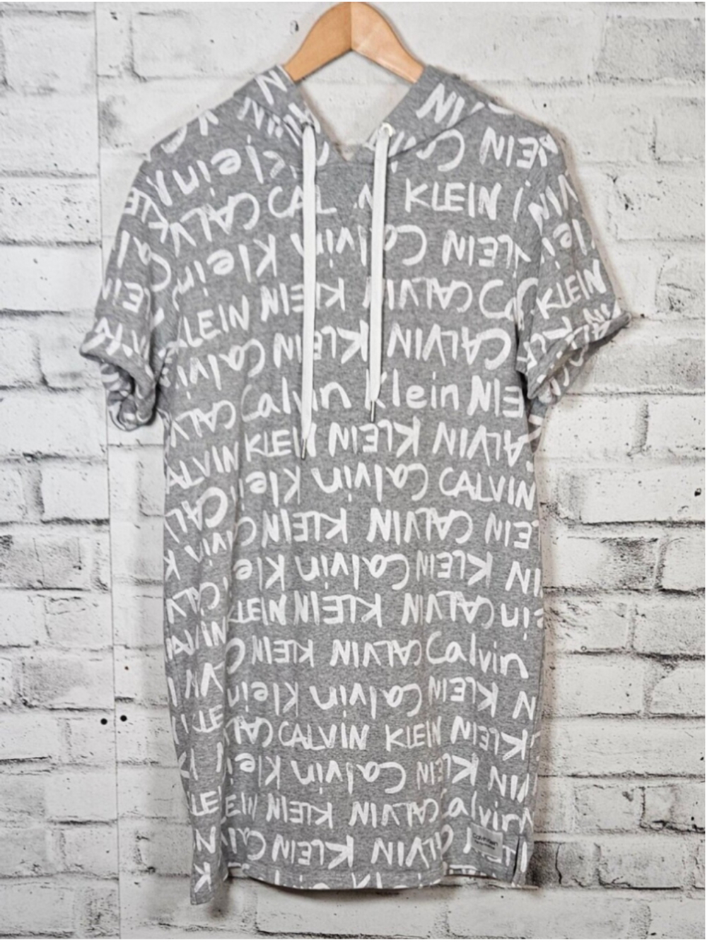 Calvin Klein Performance Hooded Sweatshirt Dress Logo Print Medium